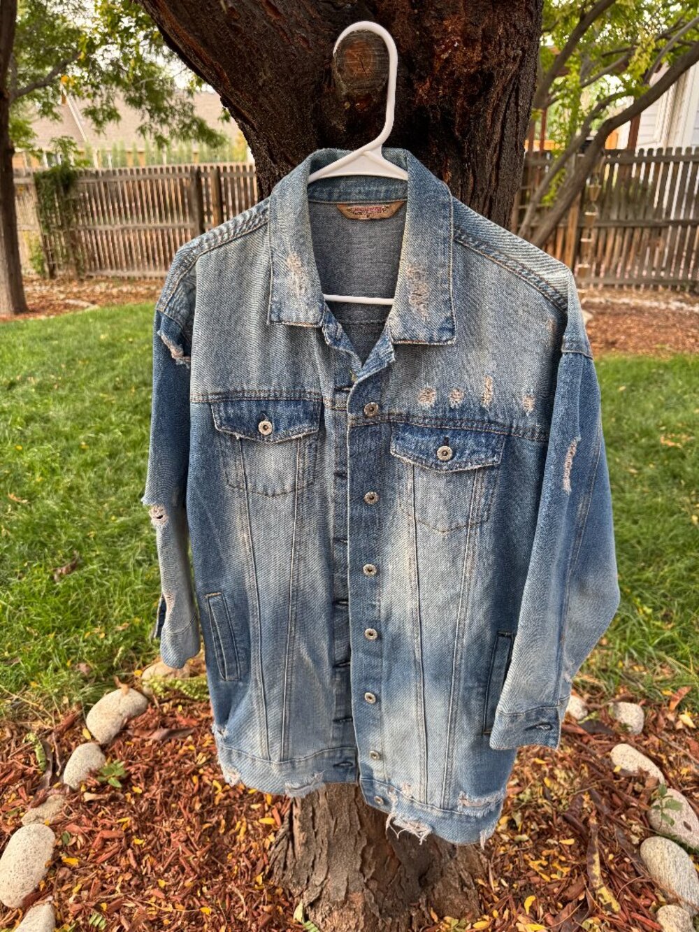 Highway Jeans Distressed Denim Jacket Size Medium